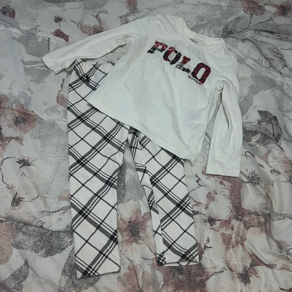 Polo Ralph Lauren Toddler Girls outfit 3T black, white, red
